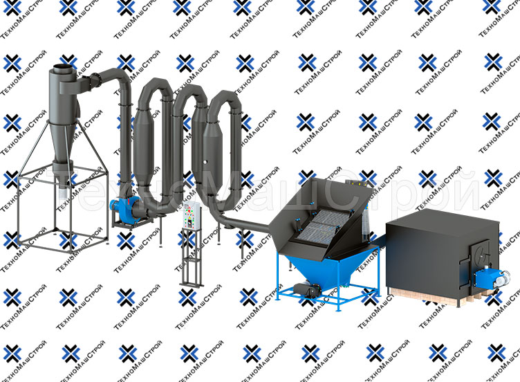 Аэродинамическая сушка для тырсы СА-600 с пеллетной горелкой