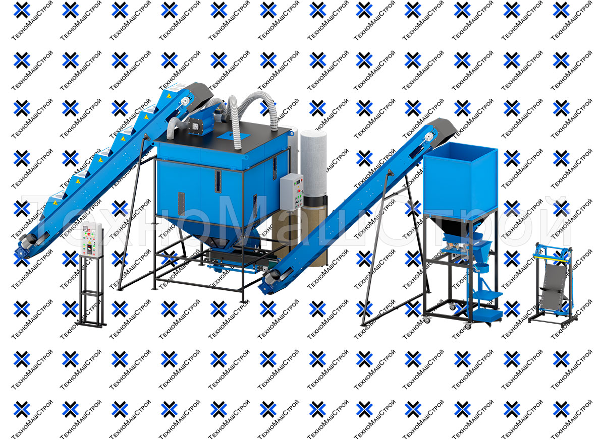 Линия охлаждения, фасовки и упаковки пеллет